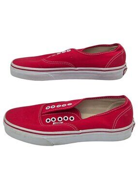 Vans Red Canvas Slip-On Shoes Mens Size 7 No Laces Casual Classic Design